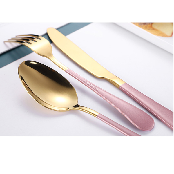 Golden Cutlery Fork Spoon Knife Set Tableware Stainless Steel Dinnerware