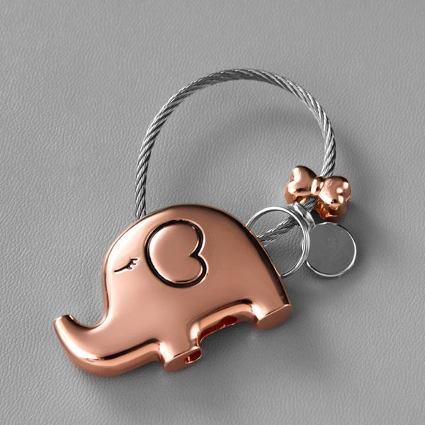 Good Luck Kiss Elephant Couple Keychain Pendant Wire Ring Chain Cute Cartoon Women Bag Backpack Ornaments Lovers Lanyard Keyrings