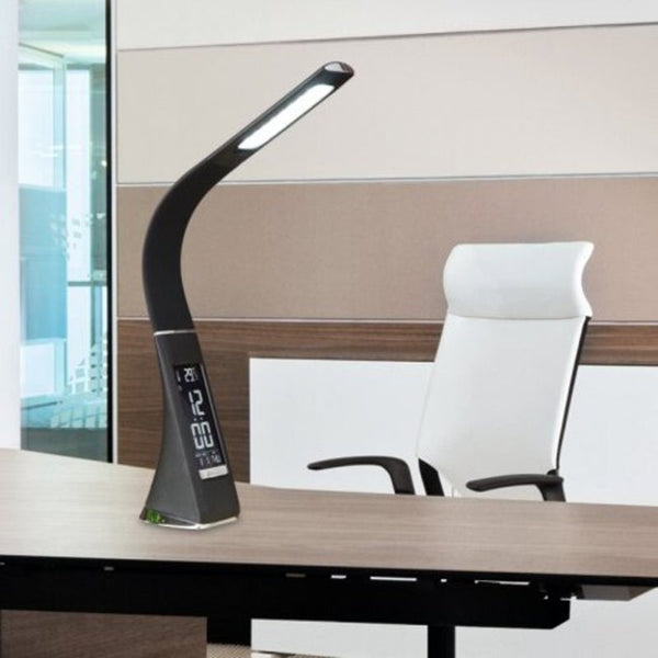 Gooseneck Led Office Desk Lamp Touch Leather Like Dimming Reading Table Light Black Lamps