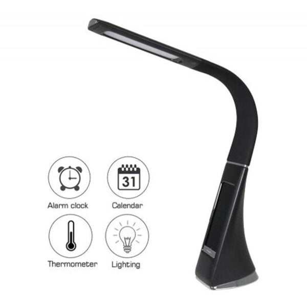 Gooseneck Led Office Desk Lamp Touch Leather Like Dimming Reading Table Light Black Lamps