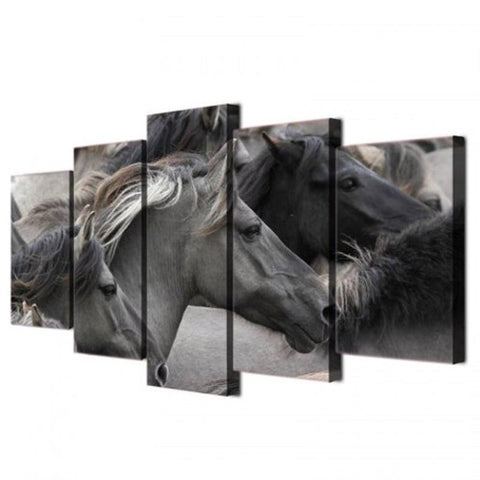 Gorgeous Horses Printed Canvas Split Wall Art Paintings Gray No Frame Posters & Prints