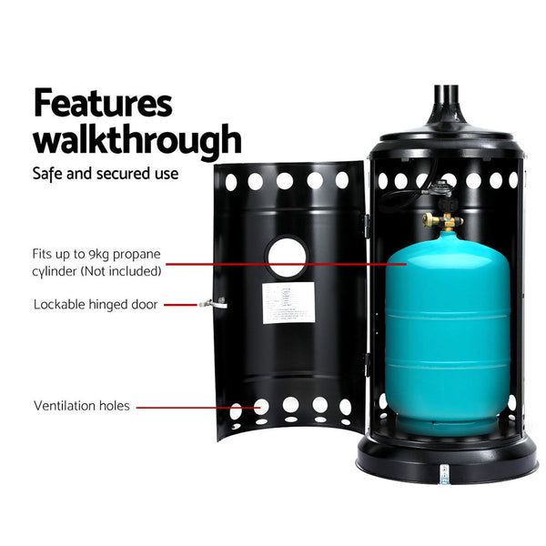 Devanti Gas Patio Heater Black And Silver Patio Heaters