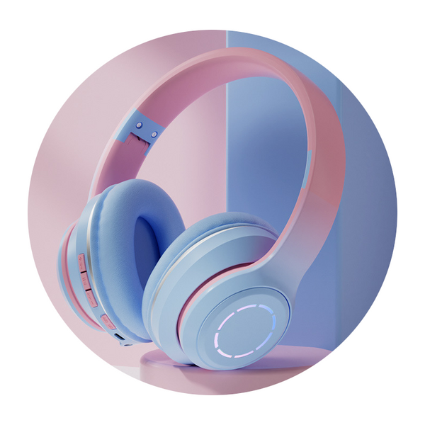 Gradient Colour Bluetooth Headset Cute Foldable Wireless Headphones