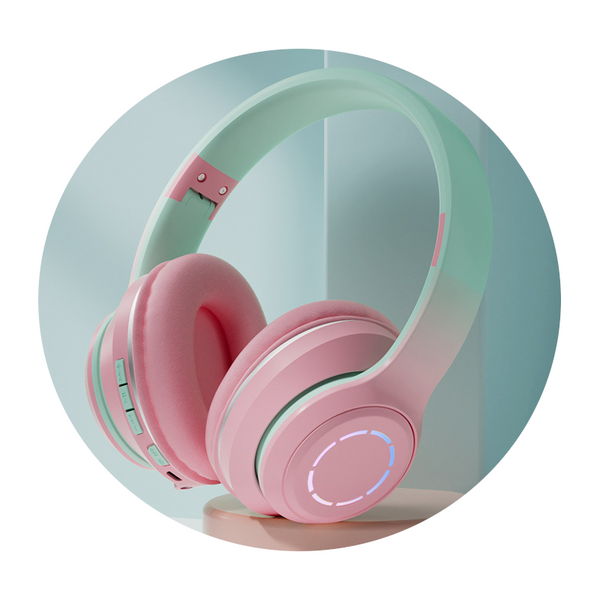 Gradient Colour Bluetooth Headset Cute Foldable Wireless Headphones