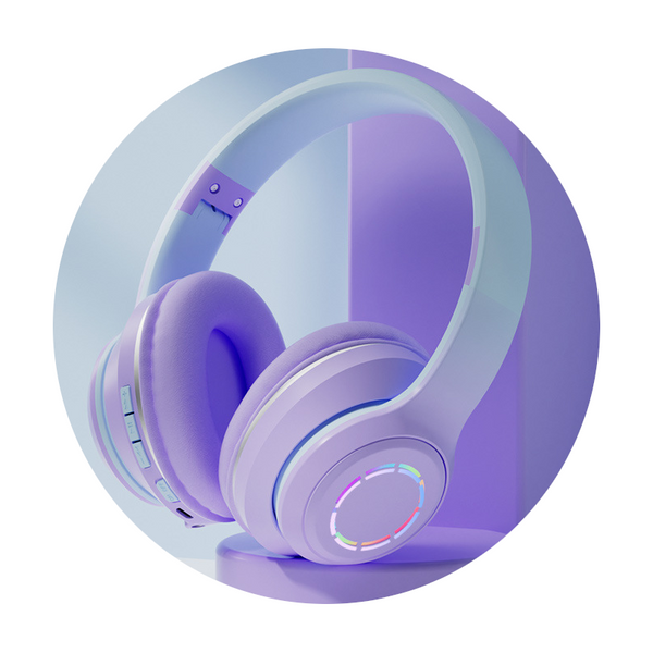 Gradient Colour Bluetooth Headset Cute Foldable Wireless Headphones