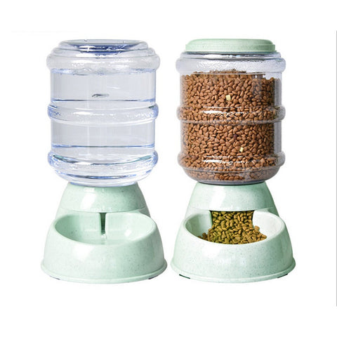 Gravity Pet Food Feeder And Water Dispensers Grass Green
