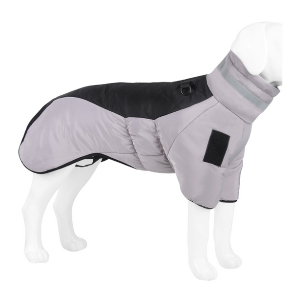 Grayish Black Reflective Winter Dog Coat Waterproof Puffer Vest With Harness Ring For Outdoor Walks(6Xl) Dog Clothing & Shoes