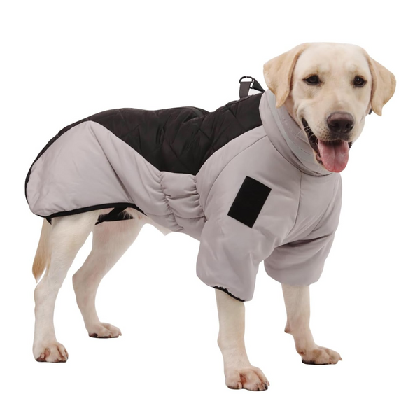 Grayish Black Reflective Winter Dog Coat Waterproof Puffer Vest With Harness Ring For Outdoor Walks(6Xl) Dog Clothing & Shoes