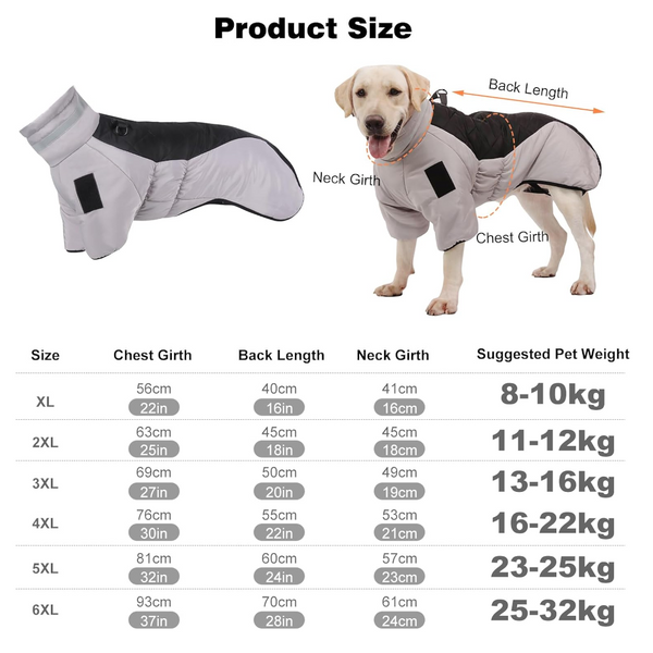 Grayish Black Reflective Winter Dog Coat Waterproof Puffer Vest With Harness Ring For Outdoor Walks(6Xl) Dog Clothing & Shoes