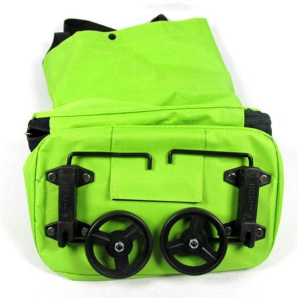 Green Protable Shopping Trolley Tote Bag Foldable Cart Rolling Grocery Wheels Lawn