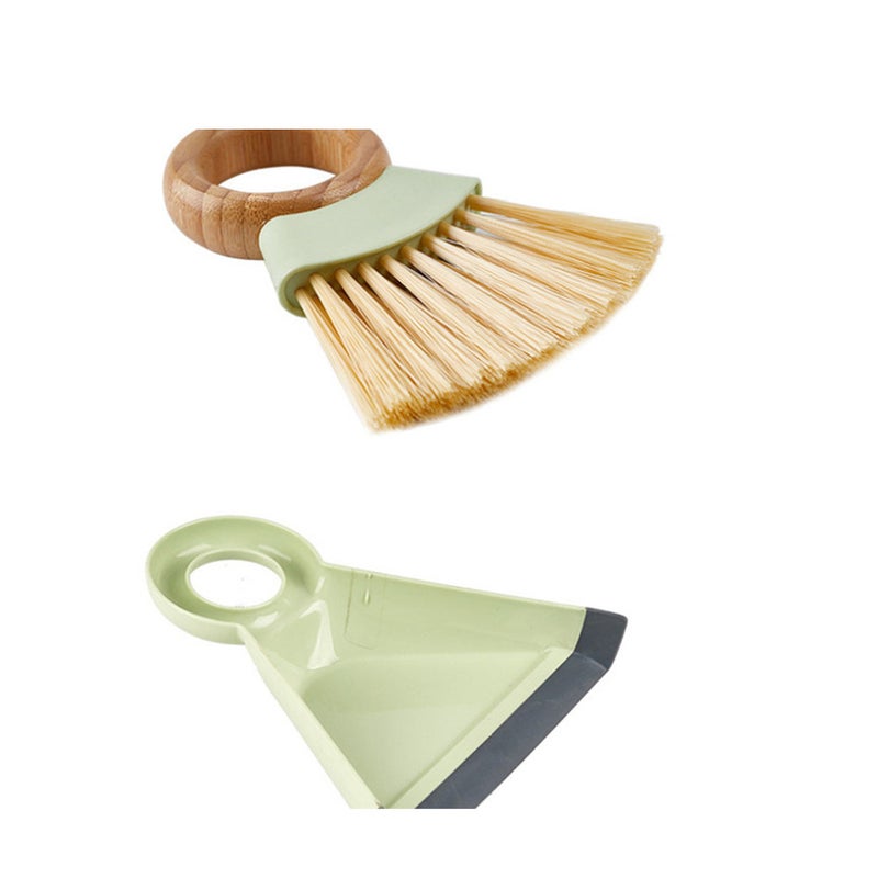 Mops Brooms & Scrubbers Green Wooden Handle Small Broom And Dustpan Set Mini Desktop Floor Cleaning Keyboard Brush With Shovel To Sweep The Hair