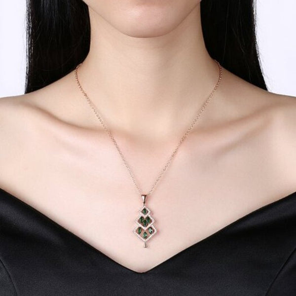 Green Zircon Necklace For Women's Fashion At Christmas Rose Gold