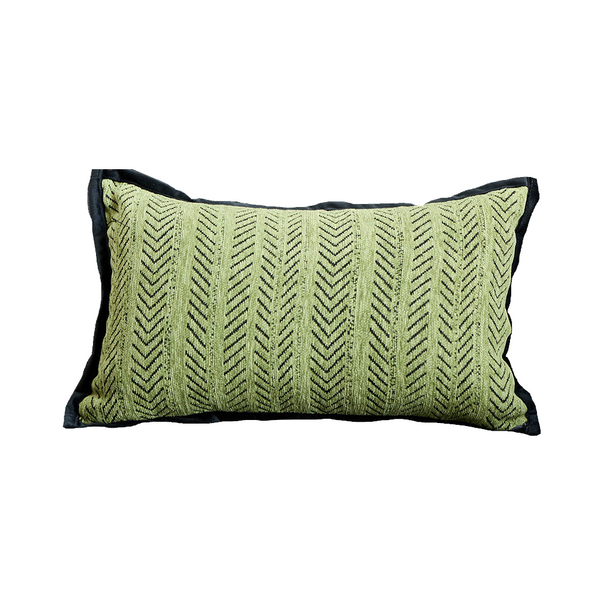 Green 2Pcs Luxe Thick Chenille Herringbone Pillow Cover Solid Color Square Lumbar Pillows