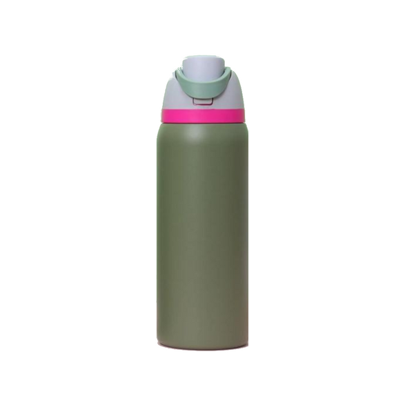 Green 32Oz 304 Stainless Steel Insulated Water Bottle Dual Drink Pop Up Lid Water Bottles & Vacuum Flasks