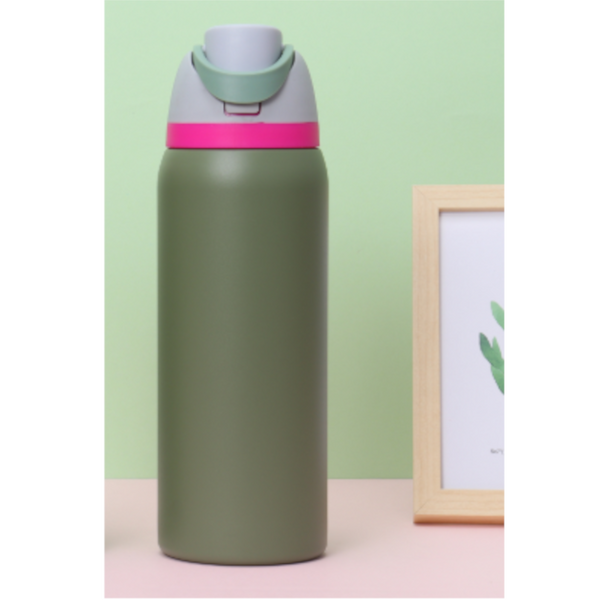 Green 32Oz 304 Stainless Steel Insulated Water Bottle Dual Drink Pop Up Lid Water Bottles & Vacuum Flasks