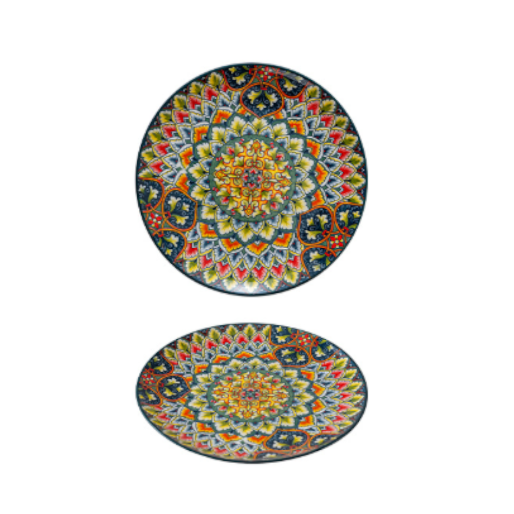 Green Bos 10 Inch Bohemian Ceramic Shallow Plate Plates