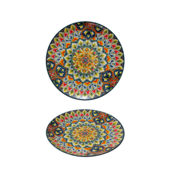 Green Bos 10 Inch Bohemian Ceramic Shallow Plate Plates