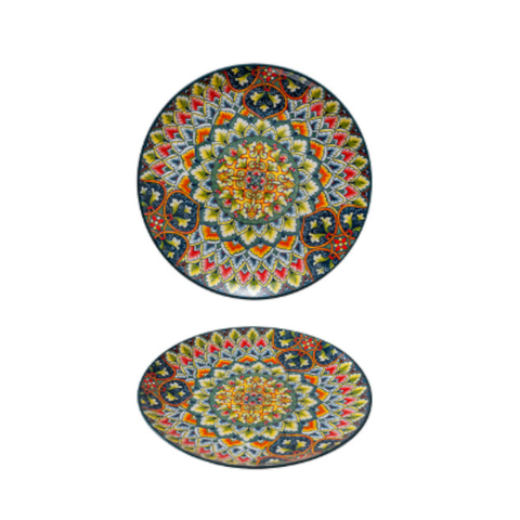 Green Bos 10 Inch Bohemian Ceramic Shallow Plate Plates