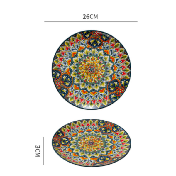 Green Bos 10 Inch Bohemian Ceramic Shallow Plate Plates