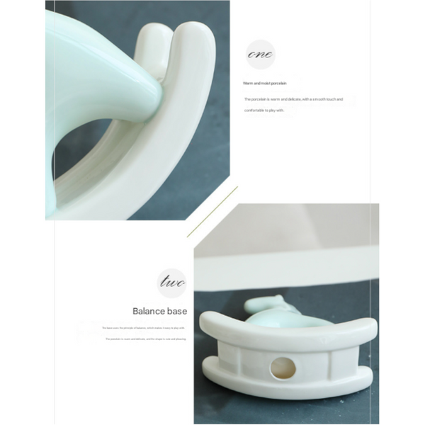 Green Modern Ceramic Rocking Horse Ornament Cute Porcelain Figurine For Desk & Shelf Decor Figurines