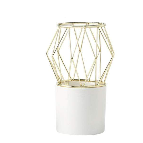 Green Or White Geometric Lantern Vase Decor Vases