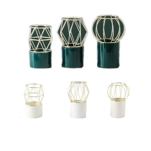 Green Or White Geometric Lantern Vase Home Decor