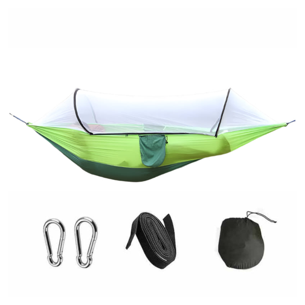Elosung Green Outdoor Camping Hammock With Mosquito Net Anti Tip Nylon Fabric Single/Double Person Quick Setup Hammocks