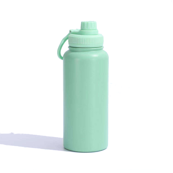 Green Travel Thermos Bottle Leakproof Stainless Steel Flask With Carry Handle (22Oz 660Ml) Water Bottles