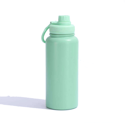 Green Travel Thermos Bottle Leakproof Stainless Steel Flask With Carry Handle (22Oz 660Ml) Water Bottles