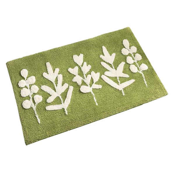 Green Leaves Non Slip Microfibre Soft Bath Mat Bath Mats Rugs & Toilet Covers