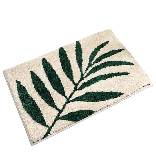 Green Leaves Non Slip Microfibre Soft Bath Mat Bath Mats Rugs & Toilet Covers