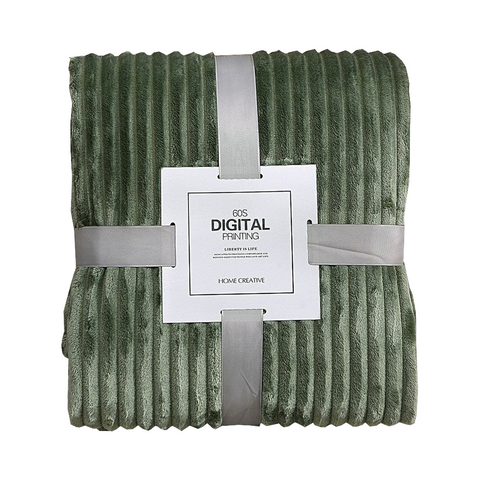 Green Winter Warm Ribbed Throw Blanket Soft Poly Blankets