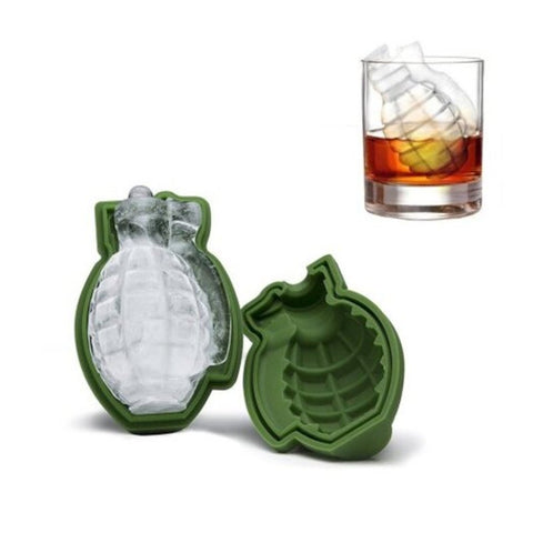 Grenade Shape 3D Ice Cube Mold Silicone Tray Tool Shamrock Green