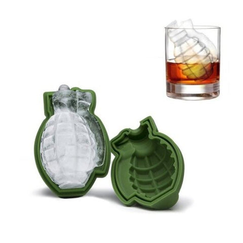 Grenade Shape 3D Ice Cube Mold Silicone Tray Tool Shamrock Green Ice Cubes Trays & Moulds