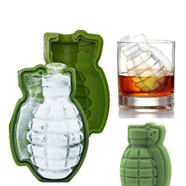 Grenade Shape 3D Ice Cube Mold Silicone Tray Tool Shamrock Green Ice Cubes Trays & Moulds