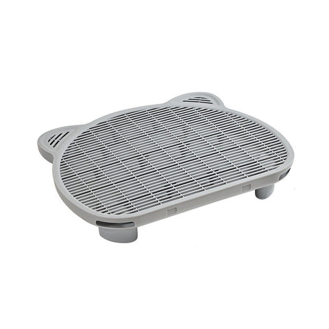 Grey Elevated Trapping Mat Dual Layer Scatter Control Tray With Grate Cat Litter