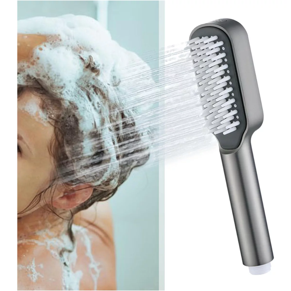 Elosung Grey Handheld Shower Head With Silicone Brush And Massage Function High Pressure Water Spray Shower Heads & Combos