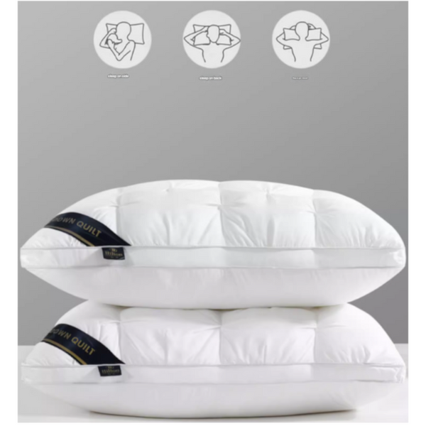 Grey Luxury Adjustable Bed Pillow Set (2 Pack) Hotel Quality Down Alternative For Ultimate Neck Support & Comfort Pillows
