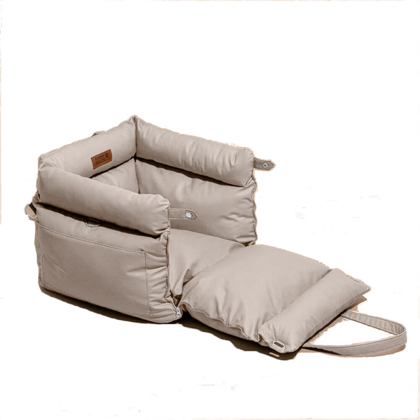 Grey Premium Plush Pet Booster Car Seat Portable Dog Travel Bed With Non Slip Base Pet Transport