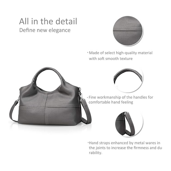 Grey Retro Soft Pu Leather Handbag For Women Trendy Large Capacity Daily Crossbody Bag With Detachable Shoulder Strap Women's Bags & Handbags
