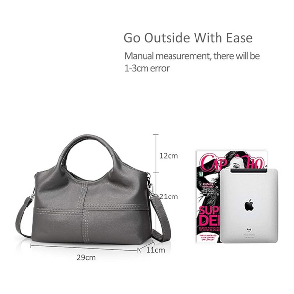 Grey Retro Soft Pu Leather Handbag For Women Trendy Large Capacity Daily Crossbody Bag With Detachable Shoulder Strap Women's Bags & Handbags