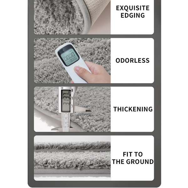 Grey Ultra Absorbent Plush Bath Mat Non Slip Bathroom Rug With Innovative Foot Drying Pocket Bath Mats Rugs & Toilet Covers