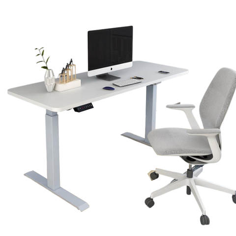 160Cm Standing Desk Height Adjustable Sit Motorised Grey Single Frame White Top
