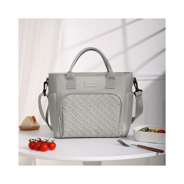 Grey Chic Insulated Lunch Tote Bag 11L Large Capacity Cooler For Work Picnic & Travel Durable Oxford Fabric Lunchboxes & Bags