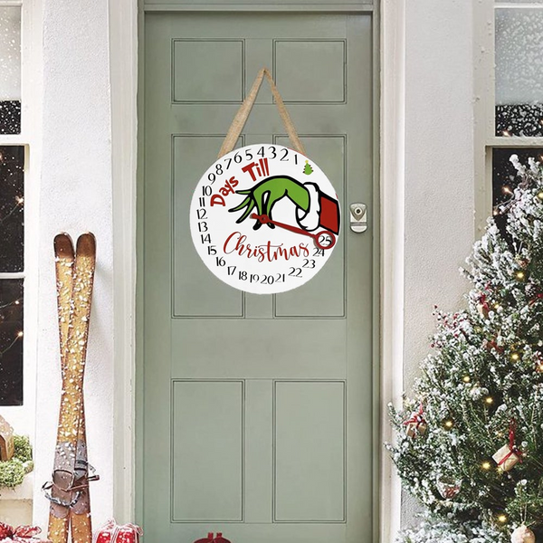 Grinch Inspired Christmas Countdown Advent Calendar Wooden Days Till Sign For Door Wall Mantel Decorations