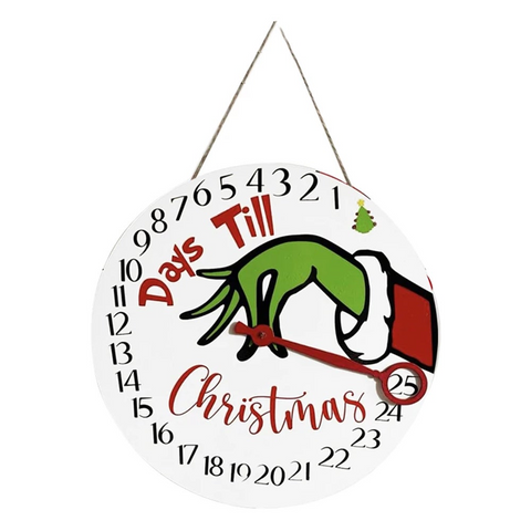 Grinch Inspired Christmas Countdown Advent Calendar Wooden Days Till Sign For Door Wall Mantel Decorations