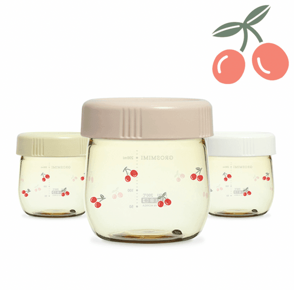 Grosmimi Little One Food Storage Jar Set 150Ml Cherrish Edition Microwave Safe Food Storage Containers