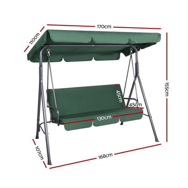 Gardeon Swing Chair Hammock Outdoor Furniture Garden Canopy Bench Seat Green Swing Seats