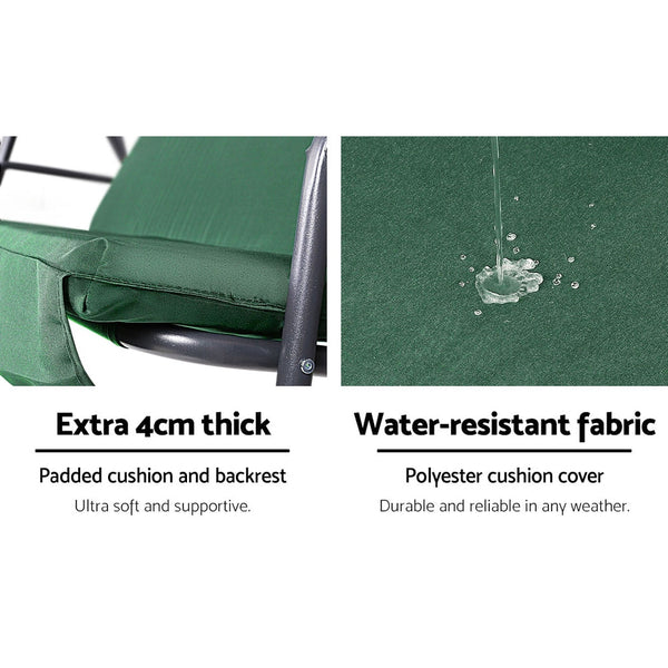 Gardeon Swing Chair Hammock Outdoor Furniture Garden Canopy Bench Seat Green Swing Seats