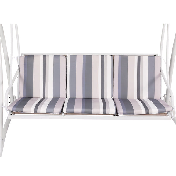 Gardeon Outdoor Swing Chair Garden Bench Furniture Canopy 3 Seater White Grey Patio Benches